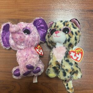 Beanie Boo Livvie Leopard and Eva Elephant Beanie Boo